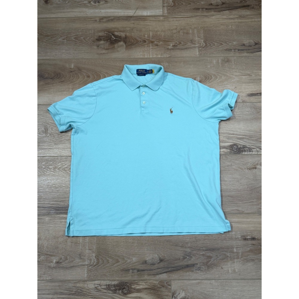 Polo Ralph Lauren Mens Classic Fit Short Sleeve Polo Shirt Aqua Blue Large L - Picture 2 of 7